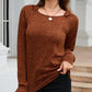 Texture Round Neck Long Sleeve Knit Top