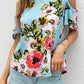 Floral Cold-Shoulder Round Neck Top