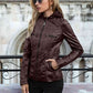 Full Size Zip-Up Hooded PU Jacket