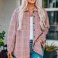 Plaid Curved Hem Dropped Shoulder Longline Shirt Jacket