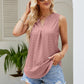 Notched Neck Curved Hem Eyelet Tank
