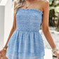 Leopard Frill Trim Strapless Blouse