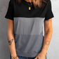Color Block Side Slit Round Neck T-Shirt