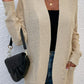 Ribbed Trim Longline Cardigan with Pockets