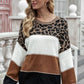 Color Block Ribbed Trim Knit Pullover