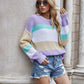 Striped Chunky Knit Long Sleeve Sweater