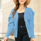 Puff Sleeve V-Neck Fuzzy Cardigan