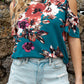 Floral Cold-Shoulder Round Neck Top