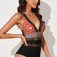 Printed Mesh Plunge One-Piece Swimsuit