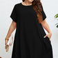 Plus Size Round Neck Handkerchief Hem Dress