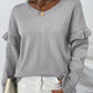 Layered Flounce Sleeve V-Neck Sweater