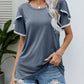 Pom-Pom Trim Flutter Sleeve Round Neck Tee