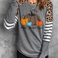 Graphic Striped Raglan Sleeves Top