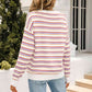 Striped Round Neck Dropped Shoulder Knit Top