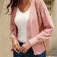 Button Front V-Neck Openwork Cardigan