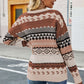 Geometric Dropped Shoulder Round Neck Sweater