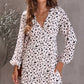 Printed Decorative Button Plunge Dress