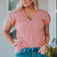 Women Buttoned Roll-Tab Sleeve Tee Shirt