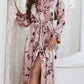 Floral Long Sleeve Tie Waist Robe