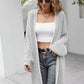 Herringbone Pattern Open Front Longline Fuzzy Cardigan