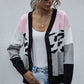 Color Block Drop Shoulder Button Down Cardigan