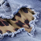 Leopard Patchwork Distressed Jeans
