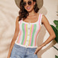 Striped Scalloped Trim Knit Tank