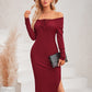 Lace-Up Long Sleeve Slit Dress