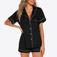 Contrast Piping Button Front Top and Shorts Lounge Set