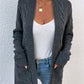 Cable-Knit Open Front Cardigan with Pockets