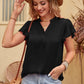 Flutter Sleeve Notched Neck Satin Blouse