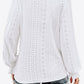 Eyelet V-Neck Flounce Sleeve Blouse