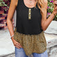 Leopard Color Block Scoop Neck Tank