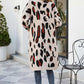 Animal Print Ribbed Trim Open Front Cardigan