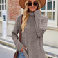Ribbed Turtleneck Long Sleeve Slit Knit Top
