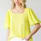 First Love Full Size Short Balloon Sleeve Blouse