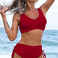 Crisscross Drawstring Detail Bikini Set