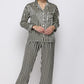 Satin Button-Up Lapel Collar Top and Pants Pajama Set