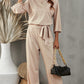 Belted Three-Quarter Sleeve Jumpsuit