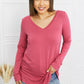 Zenana Full Size V-Neck Curved Hem Top in Rose