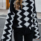 Geometric Slit Flare Sleeve Round Neck Sweater
