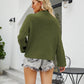 Rib-Knit Dropped Shoulder Mock Neck Sweater