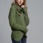 Button Detail Tulip Hem Waffle Knit Sweater