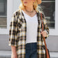 Plus Size Plaid Curved Hem Button Front Shirt