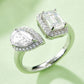 1 Carat Moissanite 925 Sterling Silver Open Ring