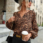 Leopard Lantern Sleeve Blouse