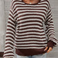 Striped Dropped Shoulder Tie-Back Sweater
