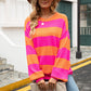 Striped Balloon Sleeve Knit Pullover