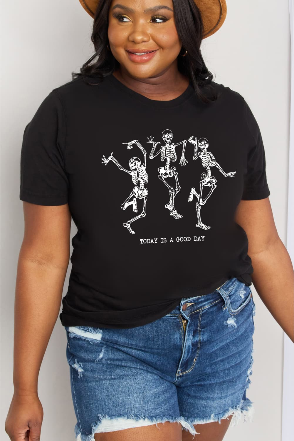 Simply Love Full Size TODAY IS A GOOD DAY Dancing Skeleton Graphic Cotton Tee