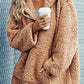 Full Size Half Zip Up Teddy Hoodie with Front Pocket